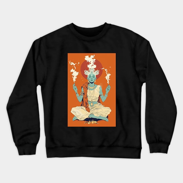 orange Meditation Crewneck Sweatshirt by obstinator